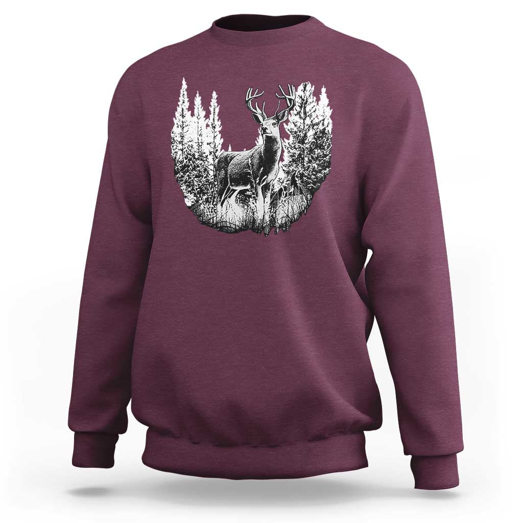 Deer Hunting Sweatshirt Deer Forest Nature Lover Stag Hunter