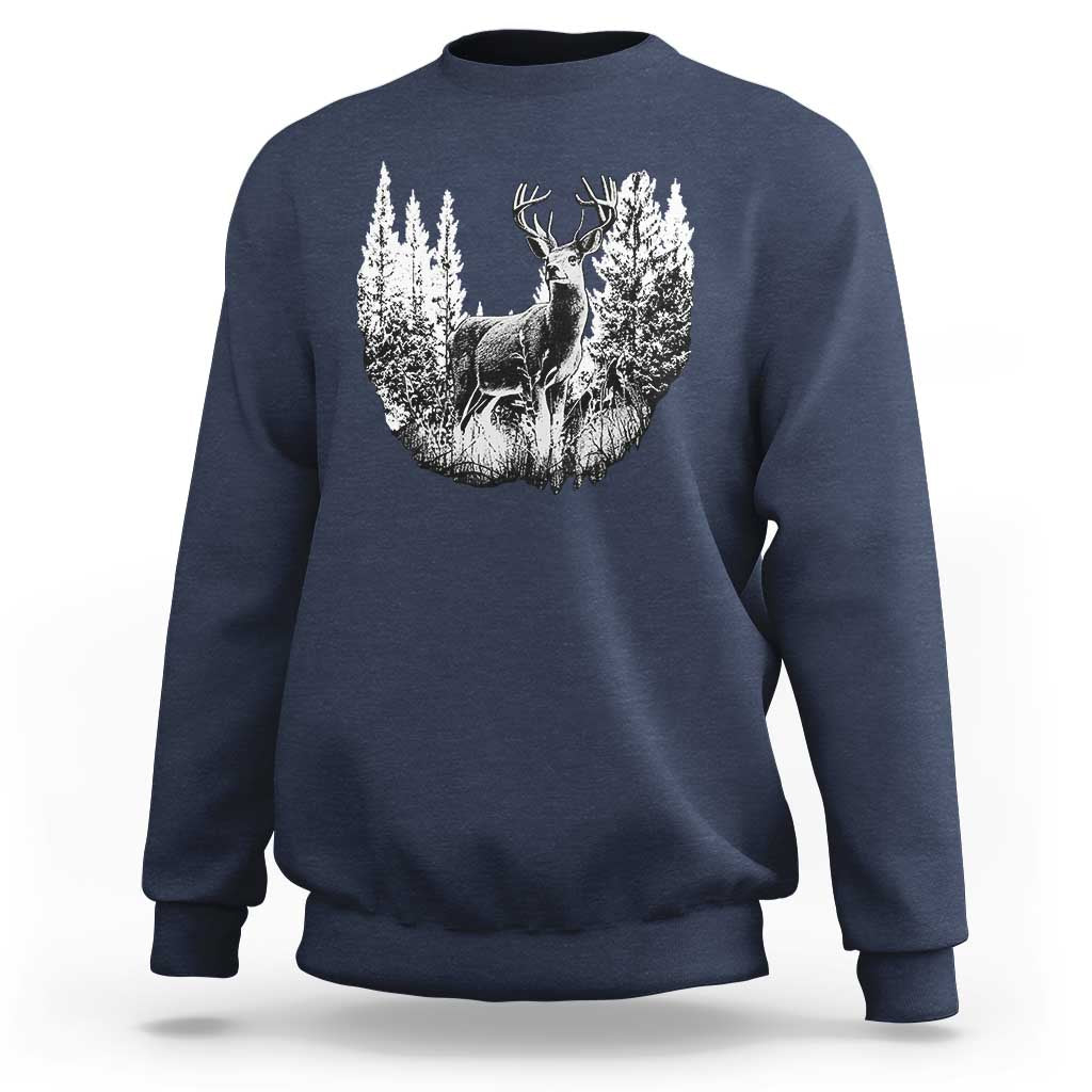 Deer Hunting Sweatshirt Deer Forest Nature Lover Stag Hunter