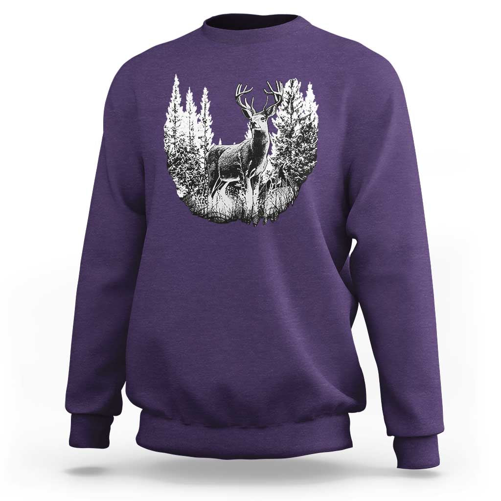 Deer Hunting Sweatshirt Deer Forest Nature Lover Stag Hunter