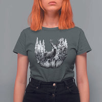 Deer Hunting T Shirt For Women Deer Forest Nature Lover Stag Hunter