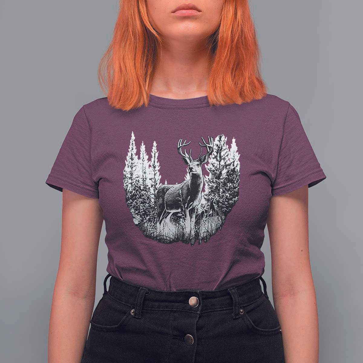 Deer Hunting T Shirt For Women Deer Forest Nature Lover Stag Hunter