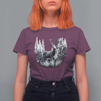 Deer Hunting T Shirt For Women Deer Forest Nature Lover Stag Hunter