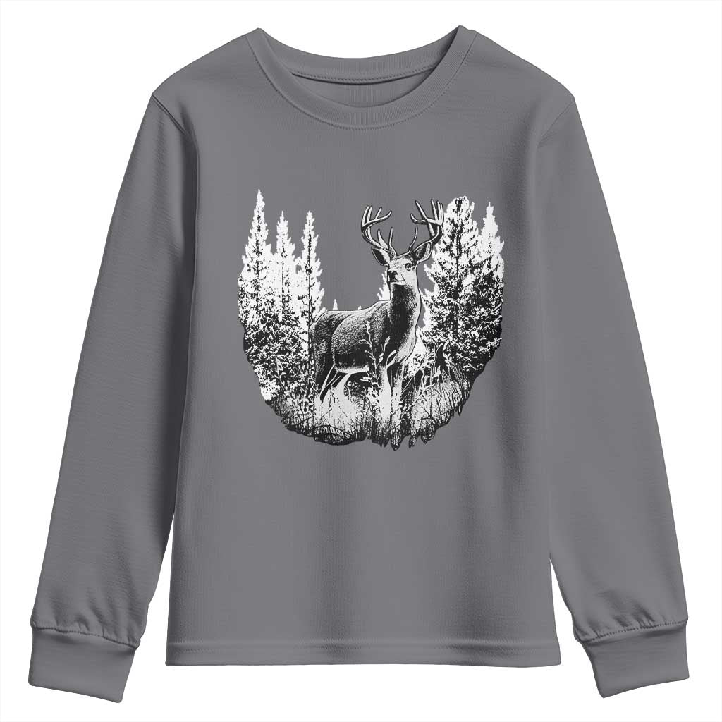 Deer Hunting Youth Sweatshirt Deer Forest Nature Lover Stag Hunter