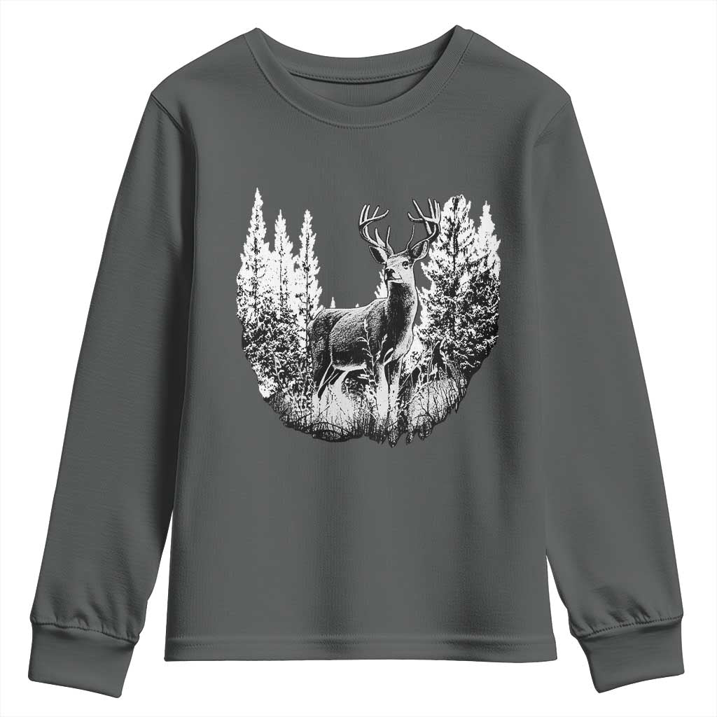 Deer Hunting Youth Sweatshirt Deer Forest Nature Lover Stag Hunter