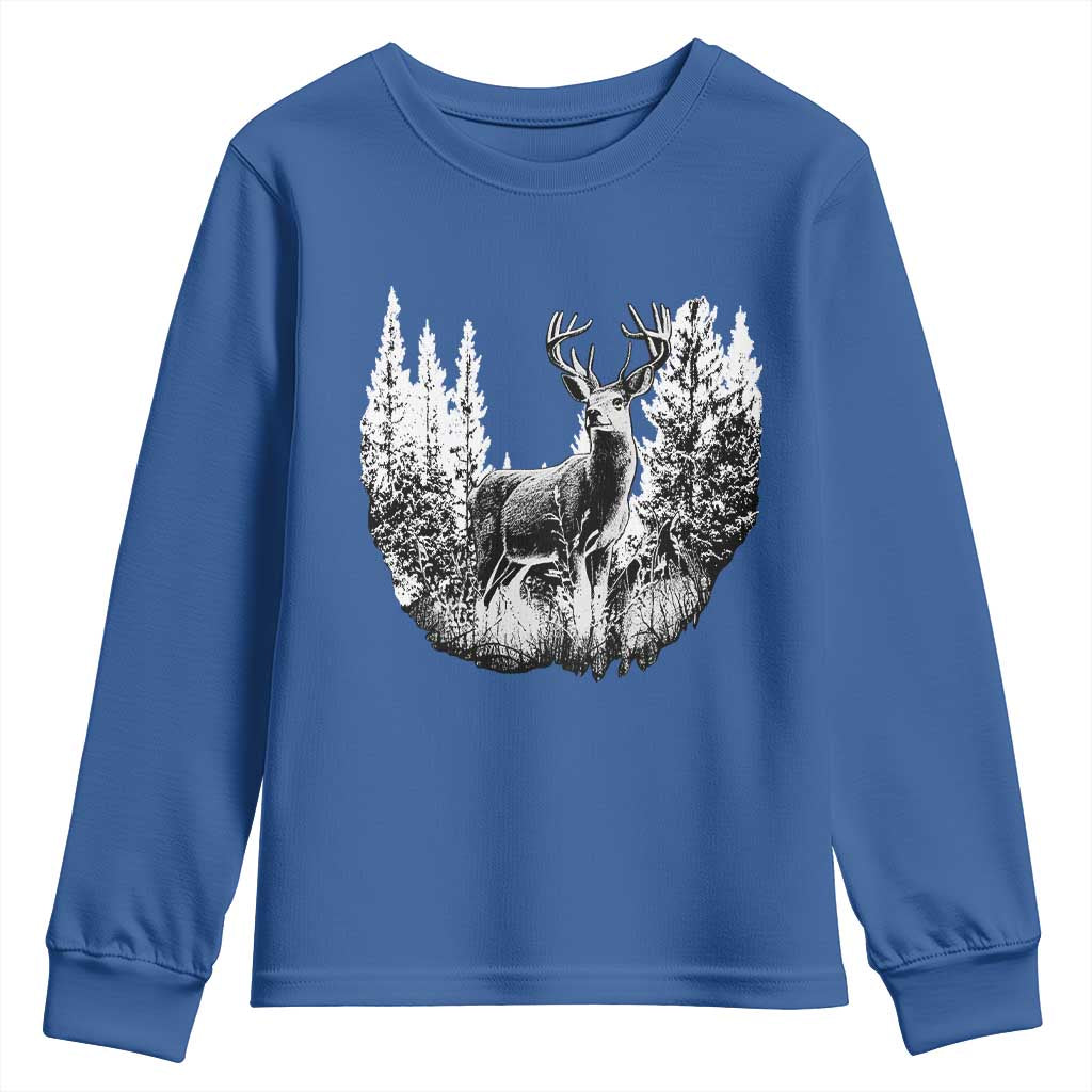 Deer Hunting Youth Sweatshirt Deer Forest Nature Lover Stag Hunter