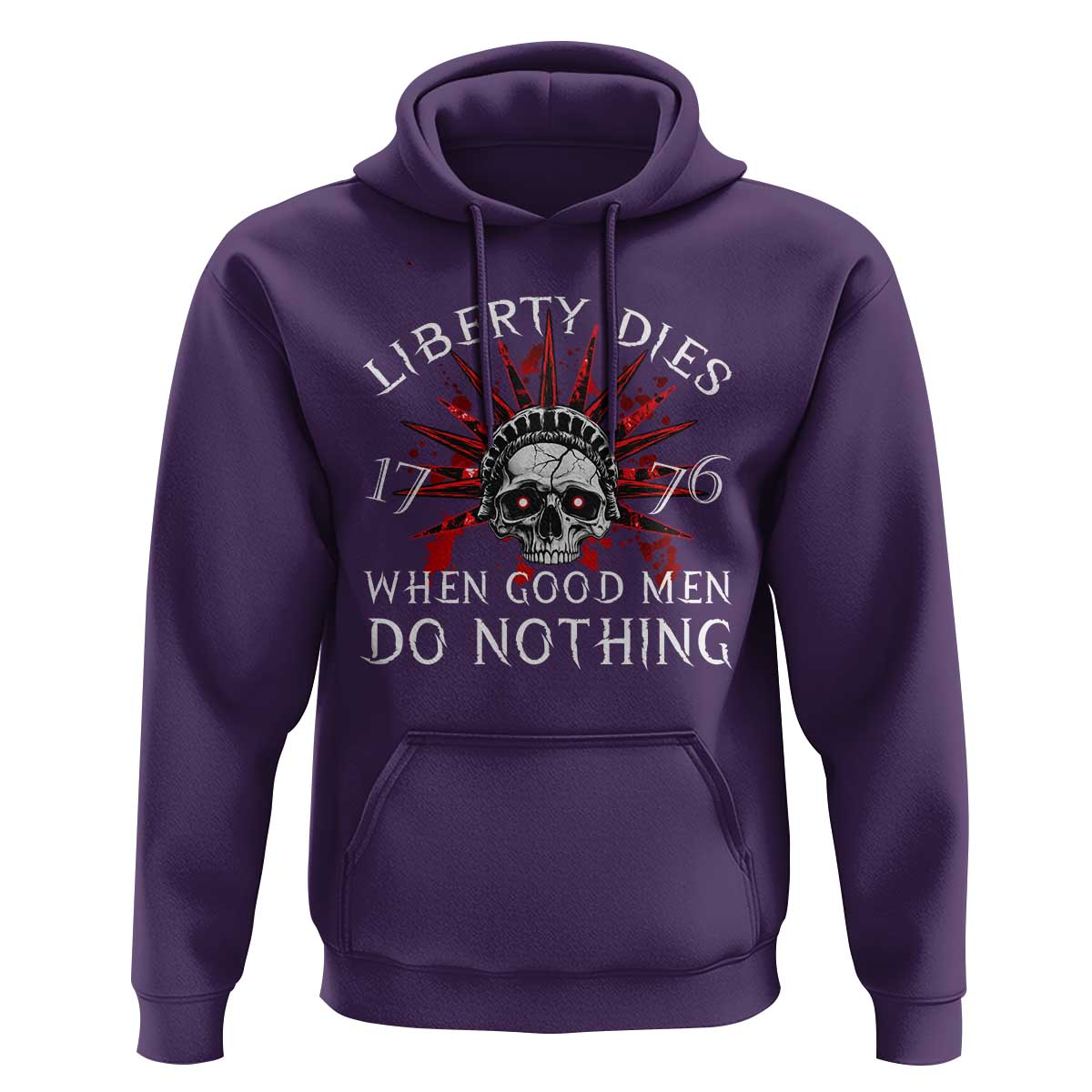 American Patriotic Skull Hoodie Liberty Dies When Good Men Do Nothing US Patriot Military