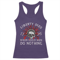 American Patriotic Skull Racerback Tank Top Liberty Dies When Good Men Do Nothing US Patriot Military