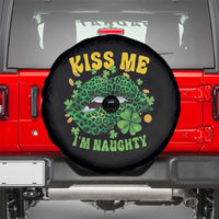 Funny St Patricks Day Spare Tire Cover Kiss Me I'm Naughty Irish Women Leopard Biting Lips