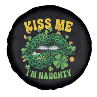 Funny St Patricks Day Spare Tire Cover Kiss Me I'm Naughty Irish Women Leopard Biting Lips