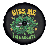 Funny St Patricks Day Spare Tire Cover Kiss Me I'm Naughty Irish Women Leopard Biting Lips
