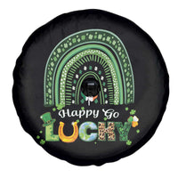 Funny St Patricks Day Spare Tire Cover Happy Go Lucky Shamrock Rainbow