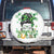 Funny St Patricks Day Women Spare Tire Cover Happy Go Lucky Messy Bun with Shamrocks