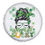 Funny St Patricks Day Women Spare Tire Cover Happy Go Lucky Messy Bun with Shamrocks