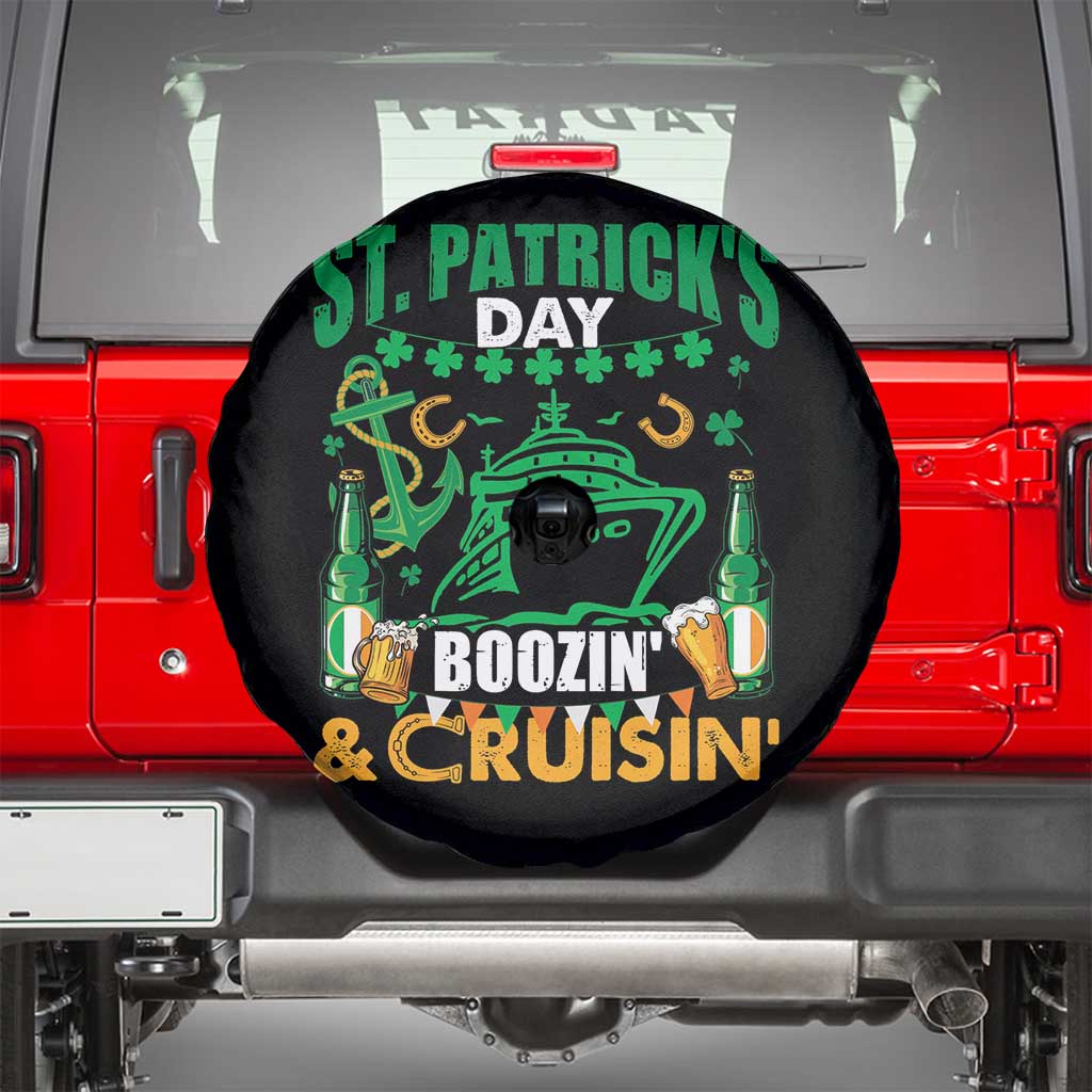 Funny St Patricks Cruise Spare Tire Cover Boozin' Cruisin' Drinking Squad Family Group Matching