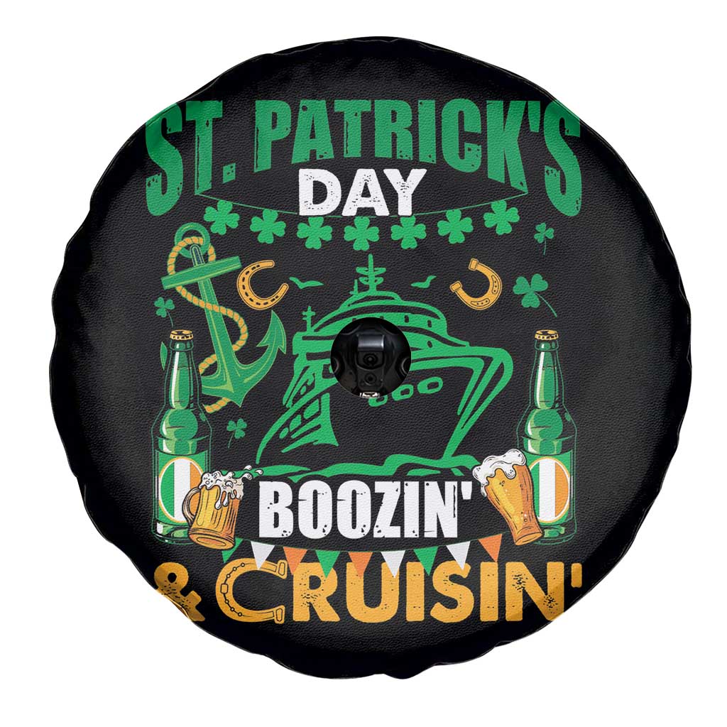 Funny St Patricks Cruise Spare Tire Cover Boozin' Cruisin' Drinking Squad Family Group Matching