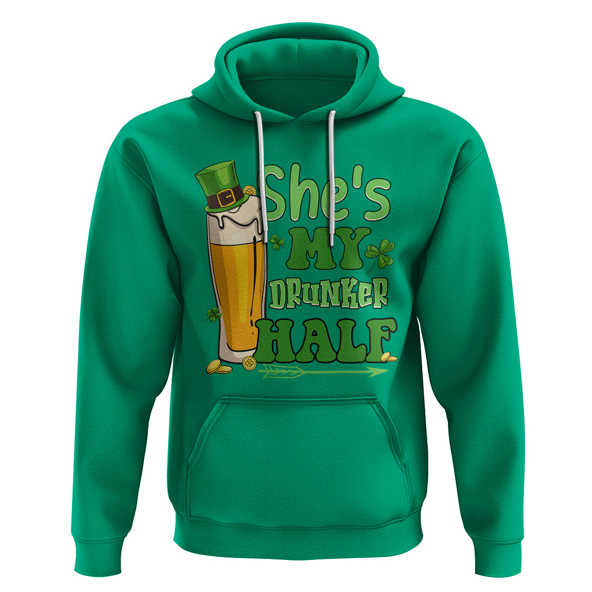 Funny St. Patricks Day Drinking Couple Matching Hoodie She's My Drunker Half - Wonder Print Shop