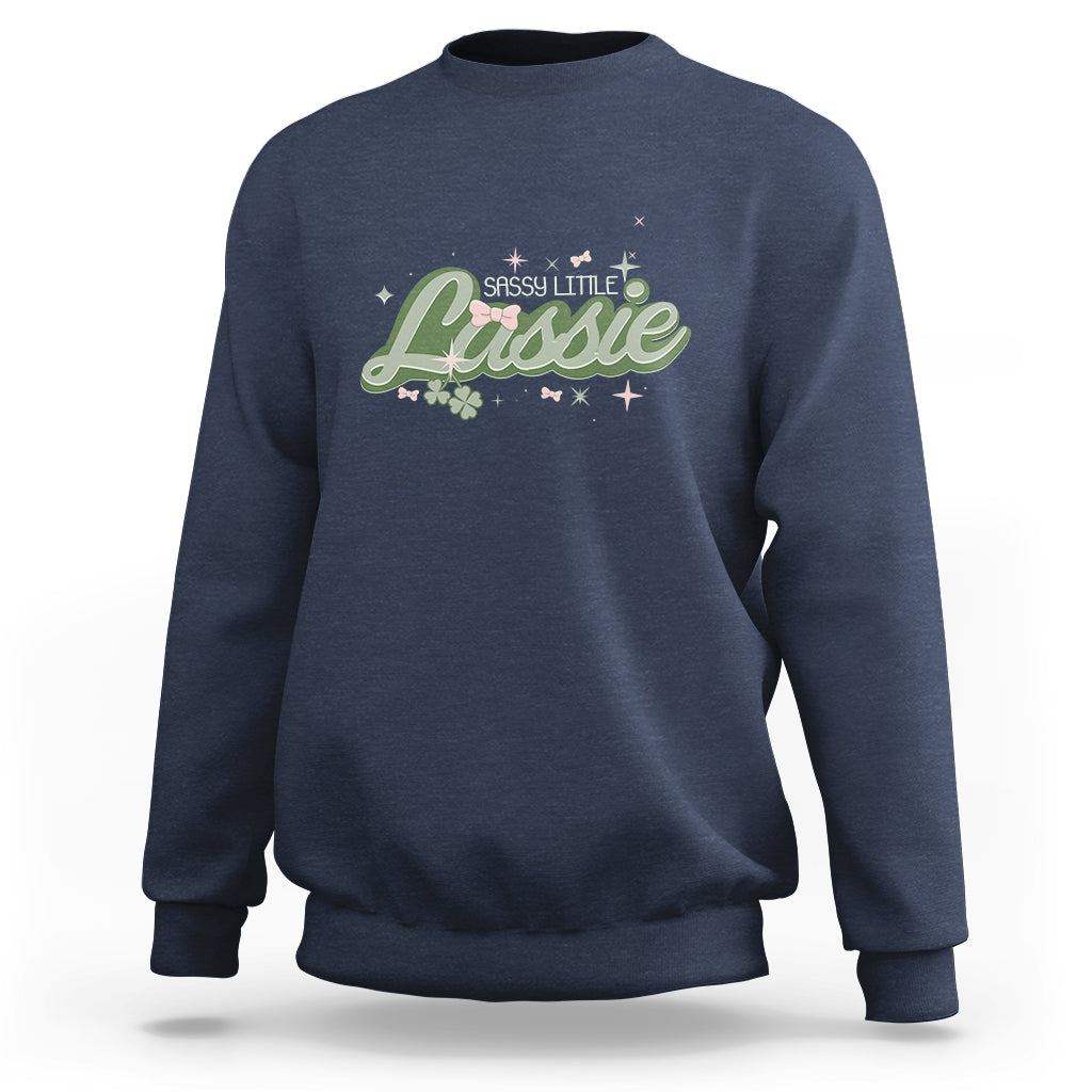 Cute St. Patricks Day Sweatshirt Sassy Little Lassie for Girl Kids - Wonder Print Shop
