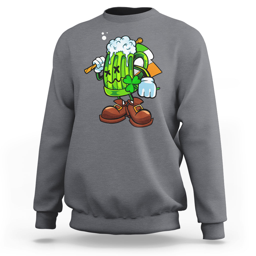 Funny St. Patricks Day Drinking Sweatshirt Irish Beer Ireland Flag - Wonder Print Shop