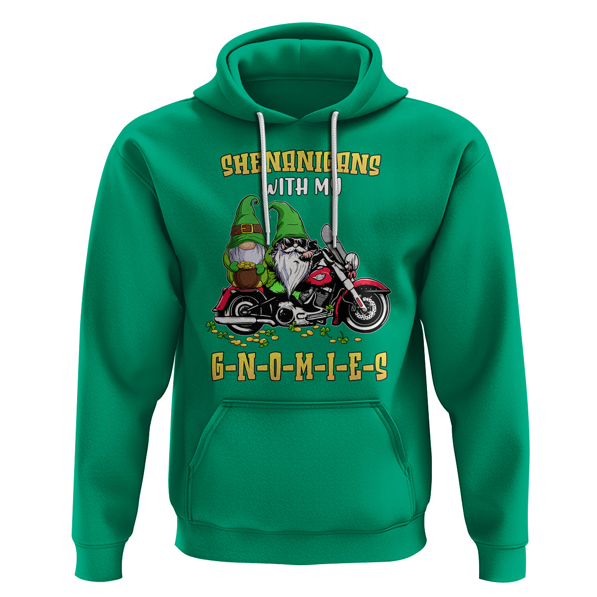 Funny St. Patricks Day Gnome Hoodie Shenanigans With My Gnomies Motorbike Rider - Wonder Print Shop