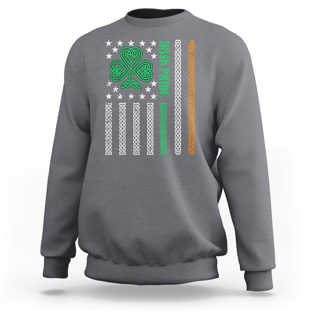 Irish Pride Sweatshirt Celtic Knot Ireland Flag Shamrock St. Patricks Day - Wonder Print Shop