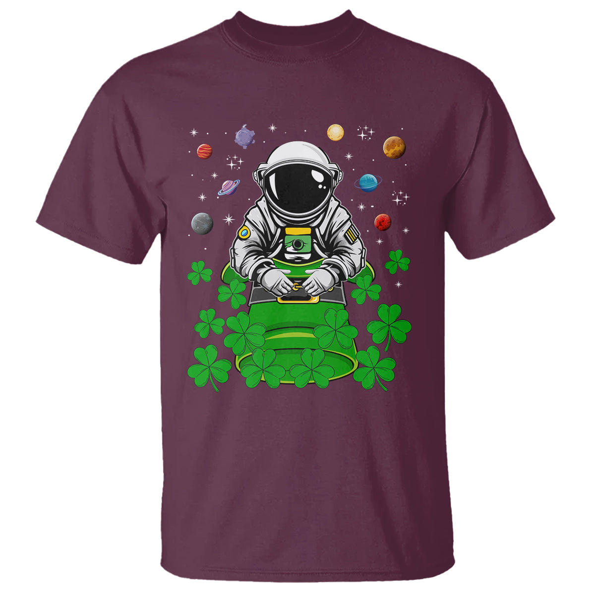 Funny St. Patricks Day Astronaut T Shirt Outer Space Leprechaun - Wonder Print Shop