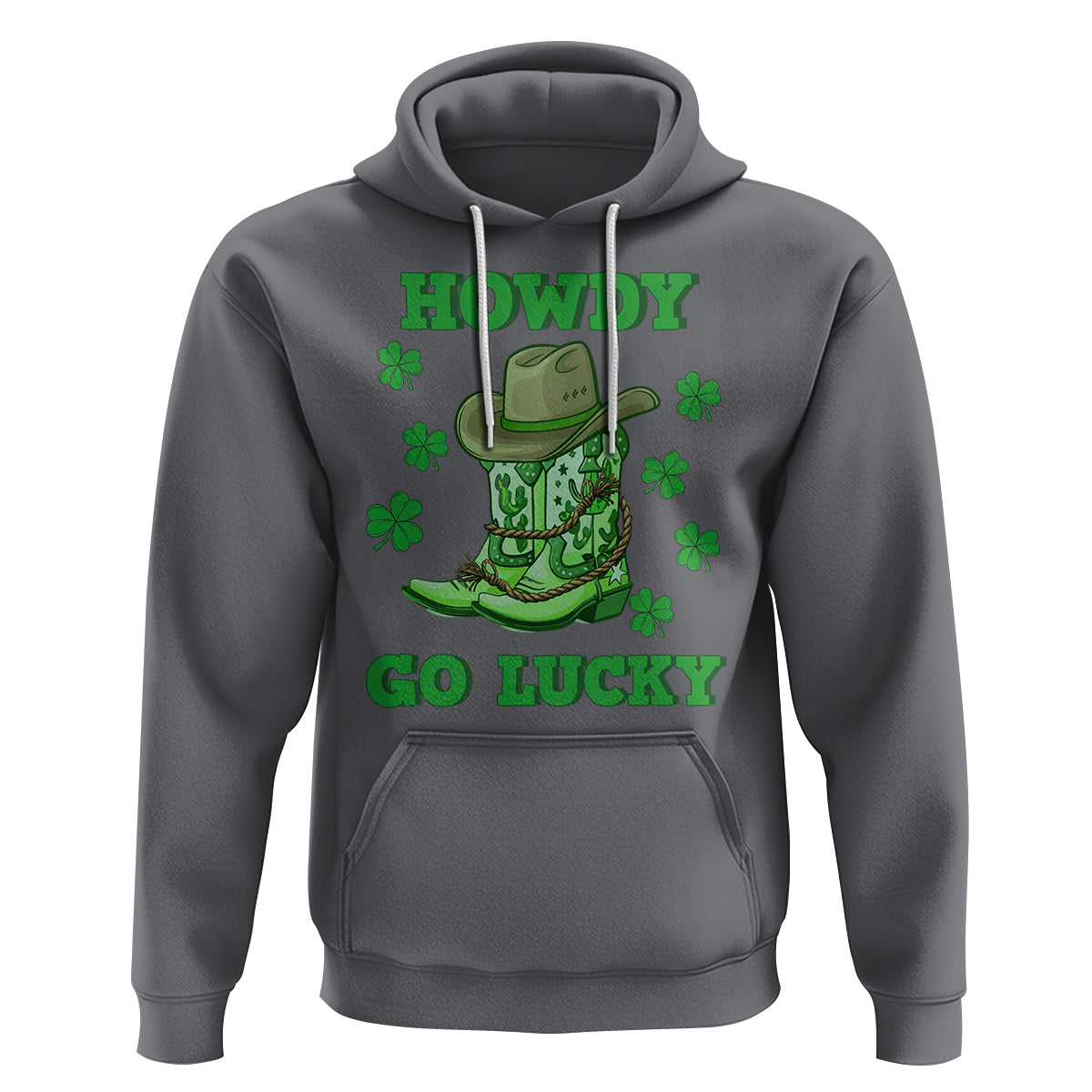 Funny St. Patricks Cowboy Hoodie Howdy Go Lucky Boots Retro Irish Western - Wonder Print Shop