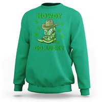 Funny St. Patricks Cowboy Sweatshirt Howdy Go Lucky Boots Retro Irish Western - Wonder Print Shop