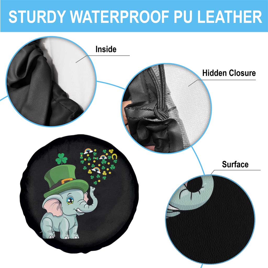 Cute Elephant St Patricks Day Spare Tire Cover for Boys Girls