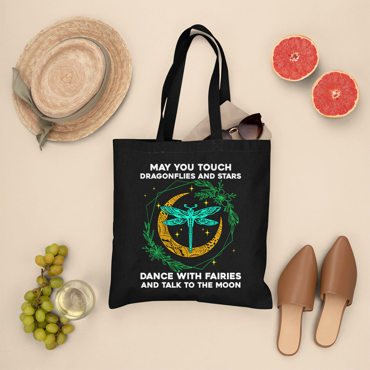 May You Touch Dragonflies Dance With Fairies Talk To The Moon Dragonfly Spiritual Tote Bag, Dragonfly Tote Bag, Gift for Women Tote Bag - Wonder Print Shop
