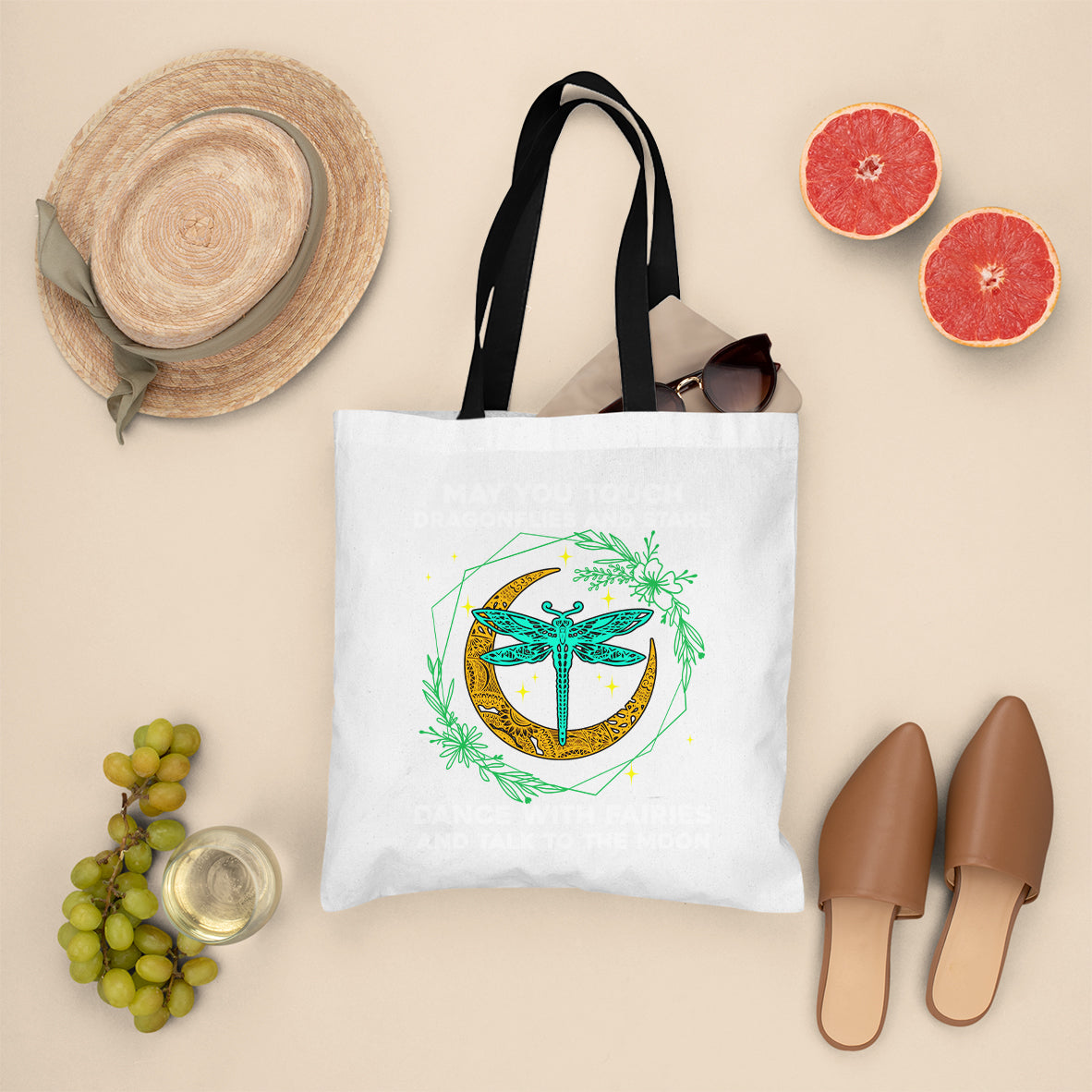 May You Touch Dragonflies Dance With Fairies Talk To The Moon Dragonfly Spiritual Tote Bag, Dragonfly Tote Bag, Gift for Women Tote Bag - Wonder Print Shop