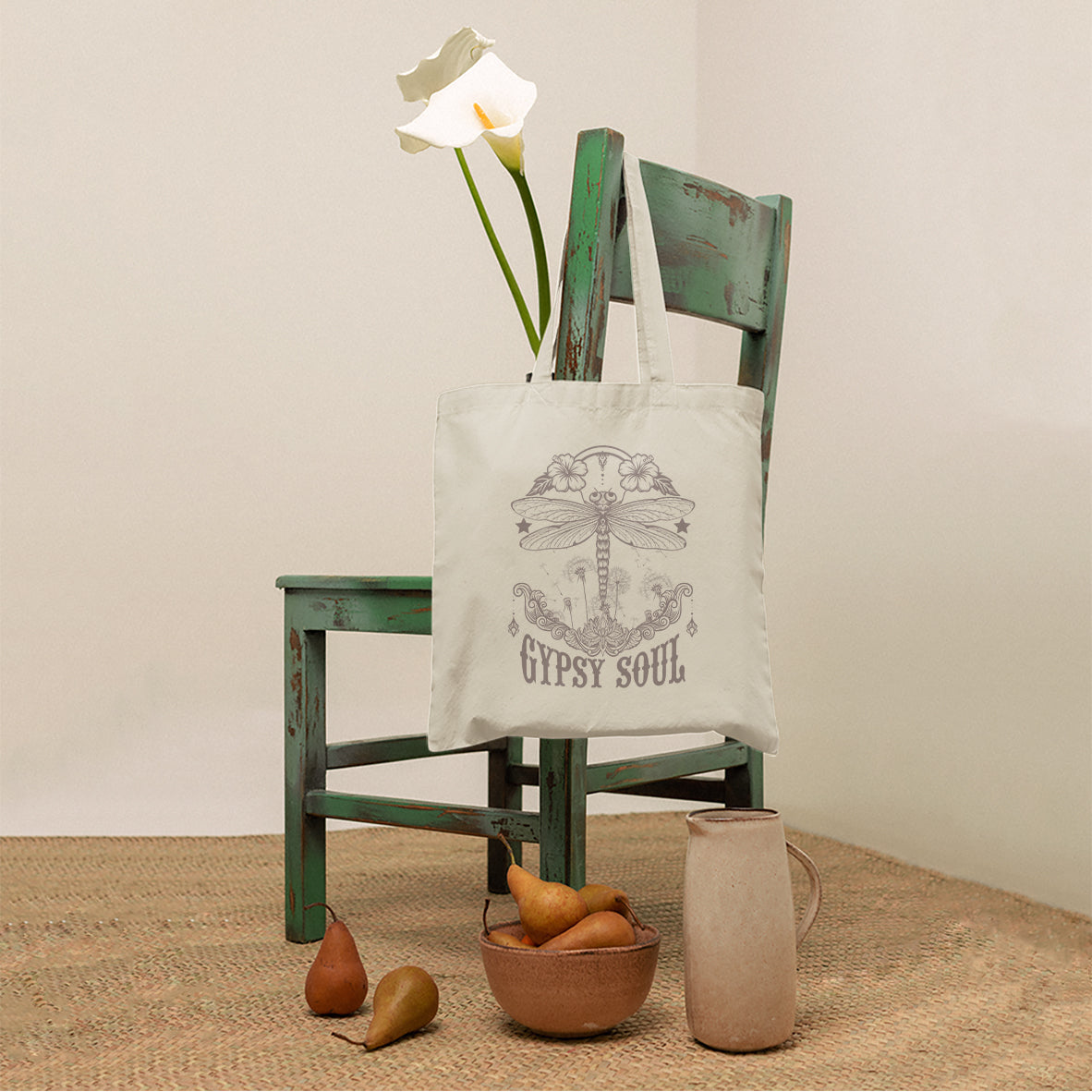 Gypsy Soul Vintage Dragonfly Insect Lover Spiritual Inspirational Tote Bag, Dragonfly Tote Bag, Nature Tote, Gift for Women, Dragonfly Lover Tote Bag - Wonder Print Shop