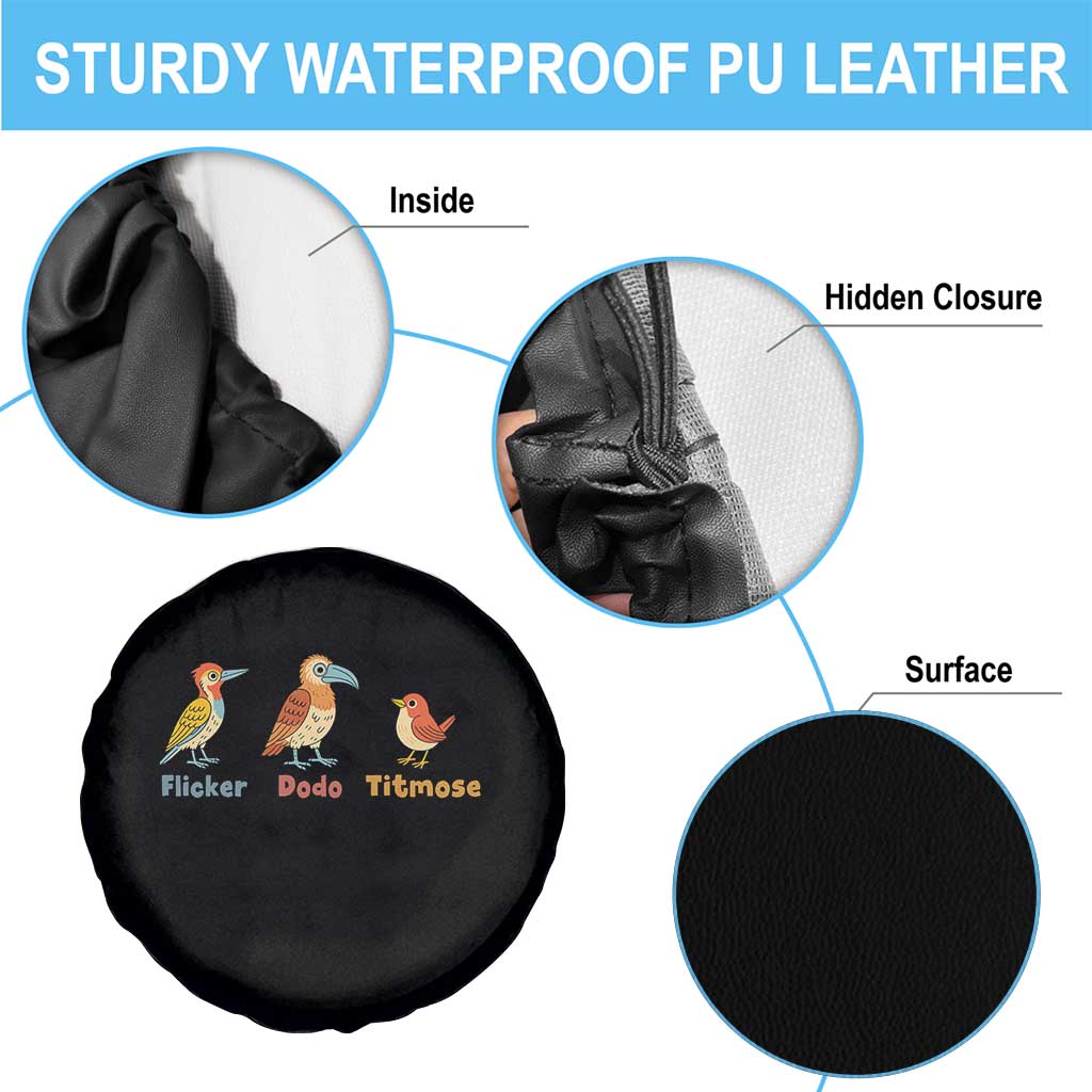 Flicker Dodo Titmouse Subtle FDT Spare Tire Cover Funny Bird Lover Nature