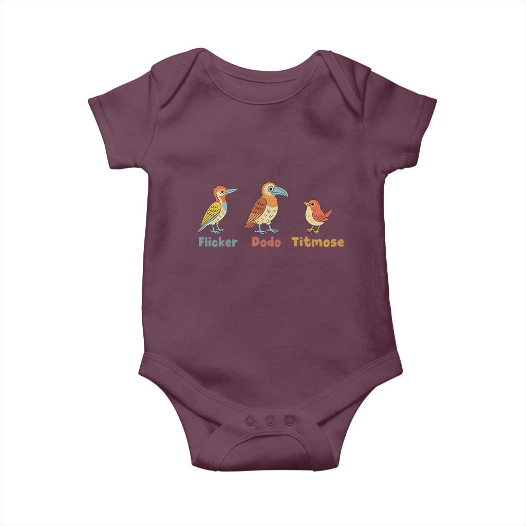 Flicker Dodo Titmouse Subtle FDT Baby Onesie Funny Bird Lover Nature
