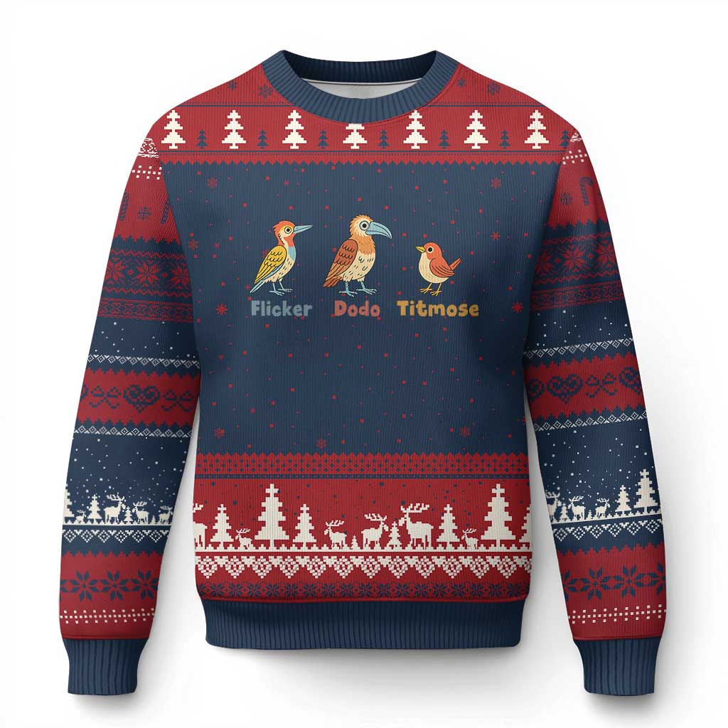 Flicker Dodo Titmouse Subtle FDT Ugly Christmas Sweater Funny Bird Lover Nature - Wonder Print Shop
