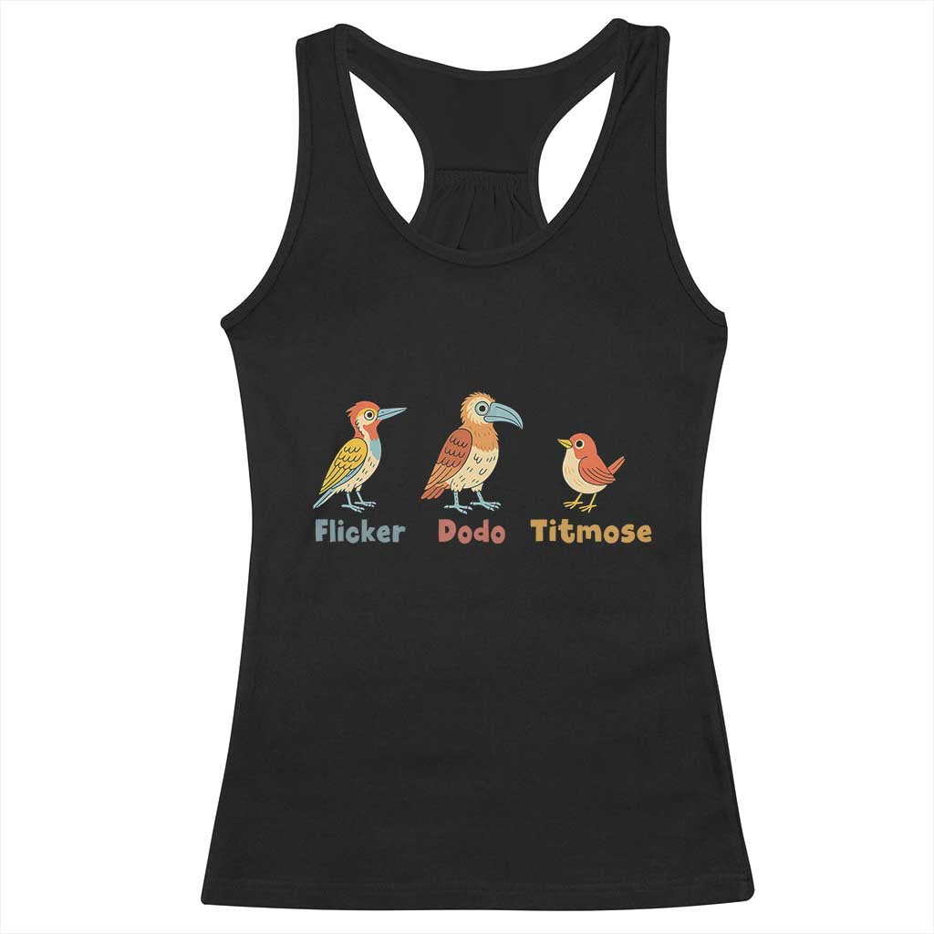 Flicker Dodo Titmouse Subtle FDT Racerback Tank Top Funny Bird Lover Nature
