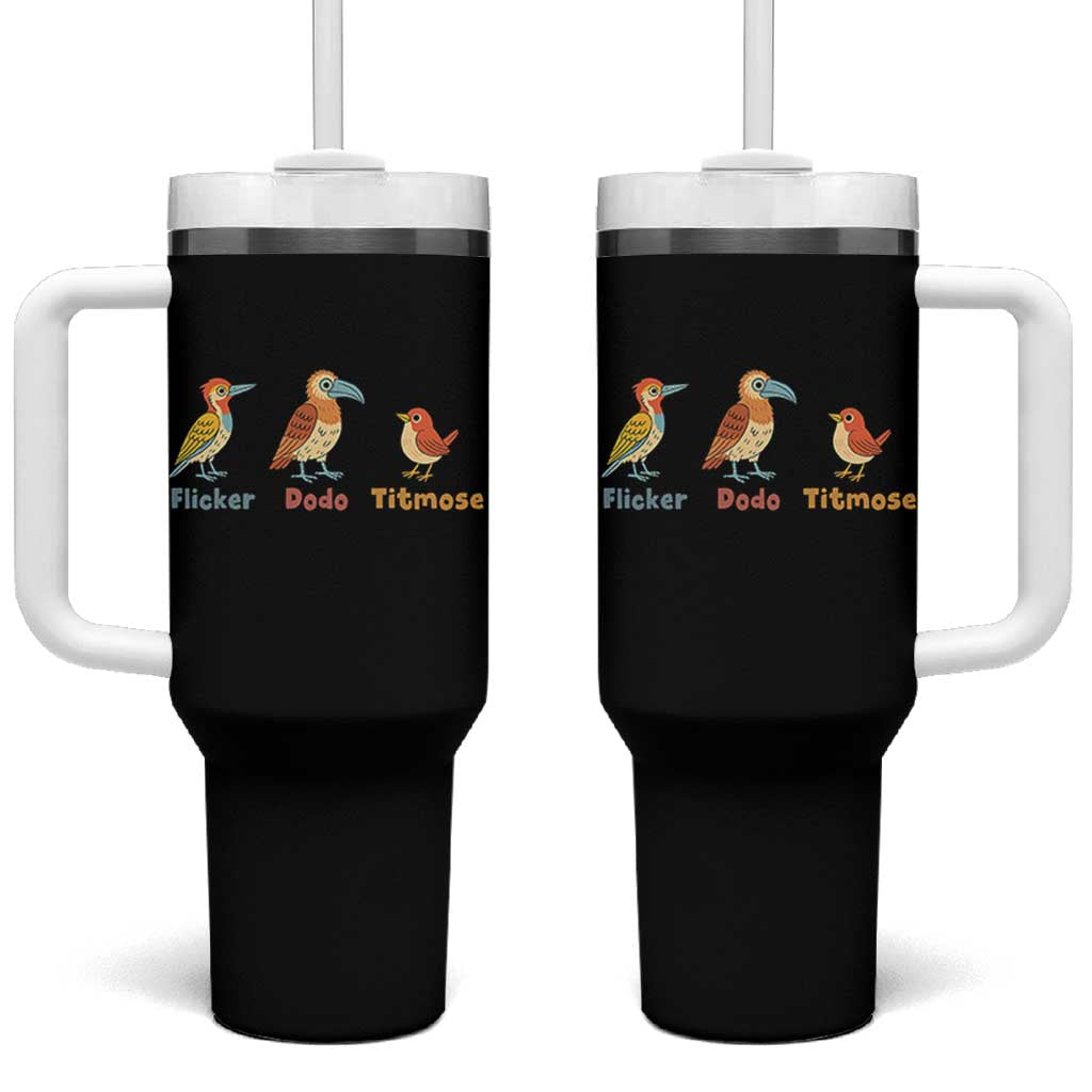 Flicker Dodo Titmouse Subtle FDT Tumbler With Handle Funny Bird Lover Nature