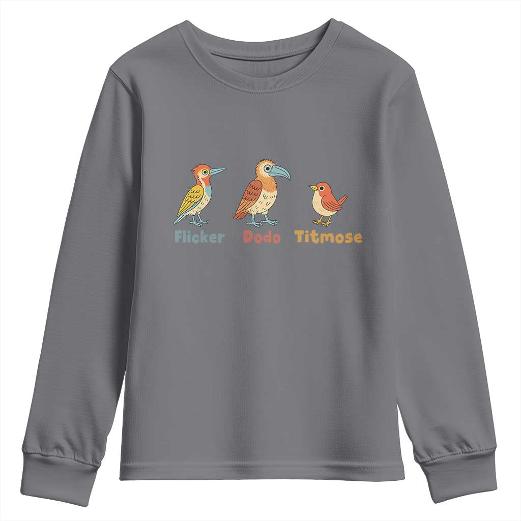 Flicker Dodo Titmouse Subtle FDT Youth Sweatshirt Funny Bird Lover Nature