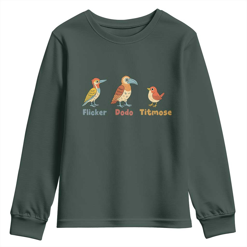 Flicker Dodo Titmouse Subtle FDT Youth Sweatshirt Funny Bird Lover Nature