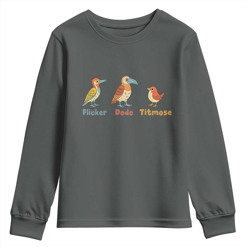 Flicker Dodo Titmouse Subtle FDT Youth Sweatshirt Funny Bird Lover Nature