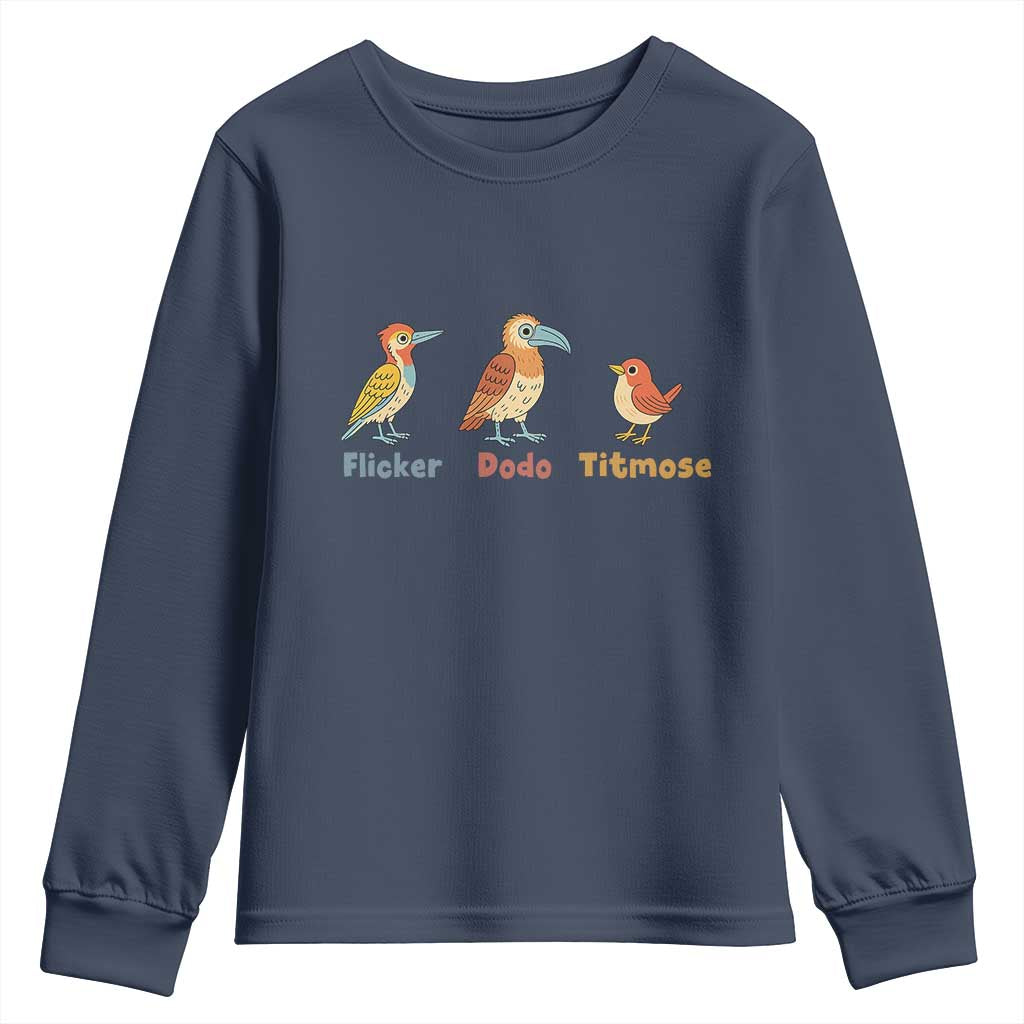 Flicker Dodo Titmouse Subtle FDT Youth Sweatshirt Funny Bird Lover Nature