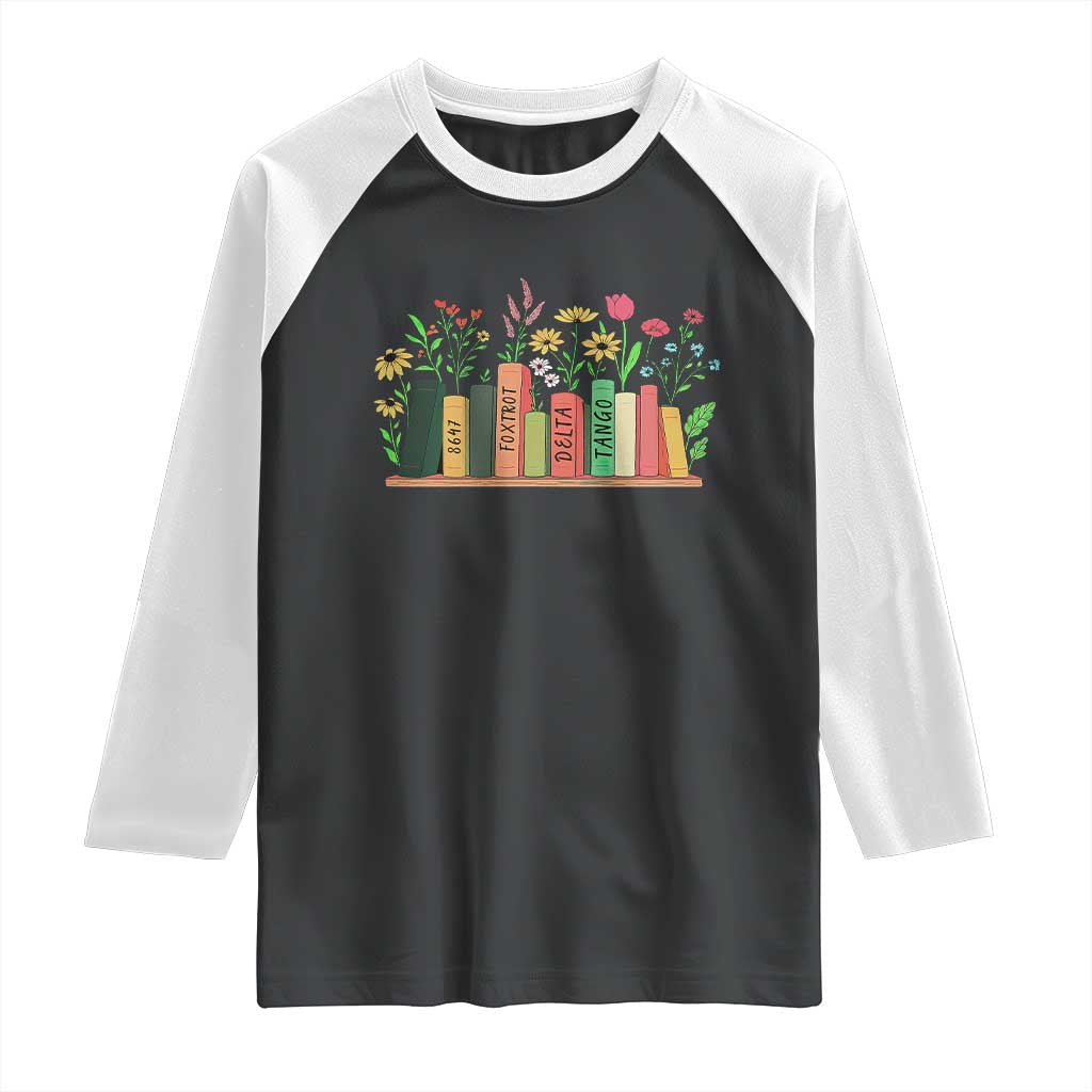 Subtle FDT 8647 Raglan Shirt Foxtrots Deltas Tangos Book Lovers Flower