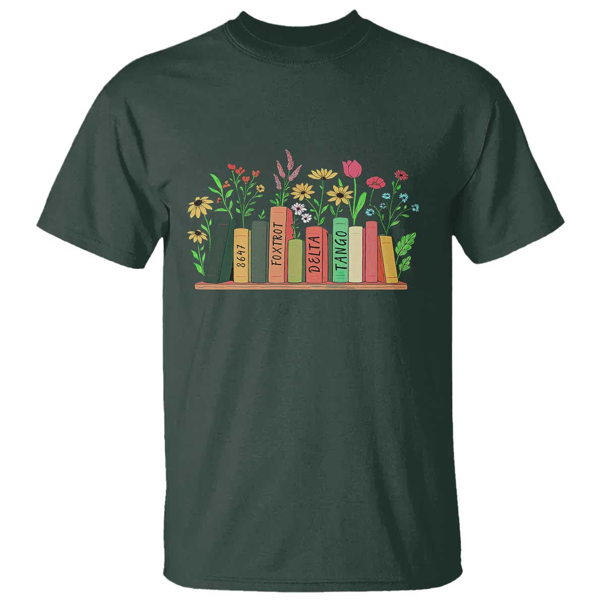 Subtle FDT 8647 T Shirt Foxtrots Deltas Tangos Book Lovers Flower