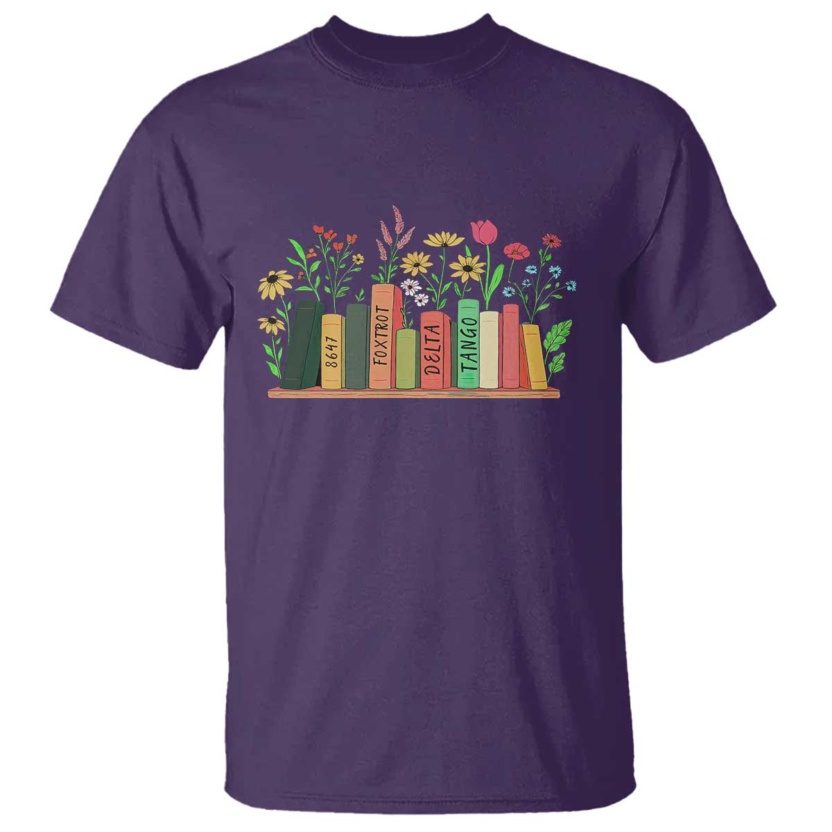Subtle FDT 8647 T Shirt Foxtrots Deltas Tangos Book Lovers Flower