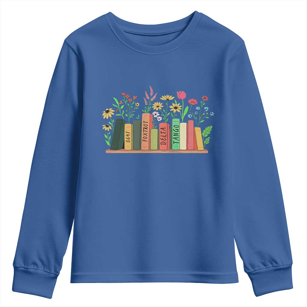 Subtle FDT 8647 Youth Sweatshirt Foxtrots Deltas Tangos Book Lovers Flower