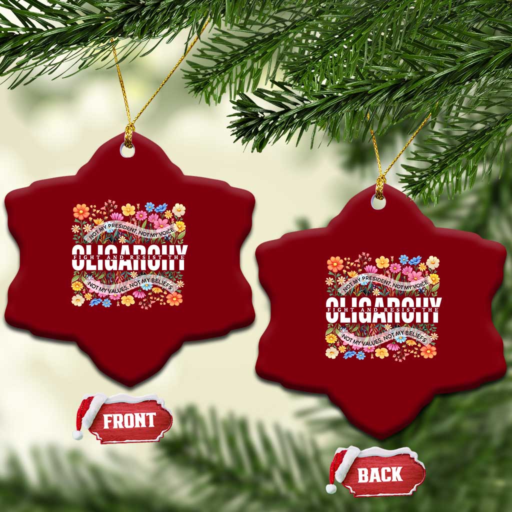 Not My President Subtle Floral Ceramic Ornament Not My Voice Values Beliefs - Wonder Print Shop