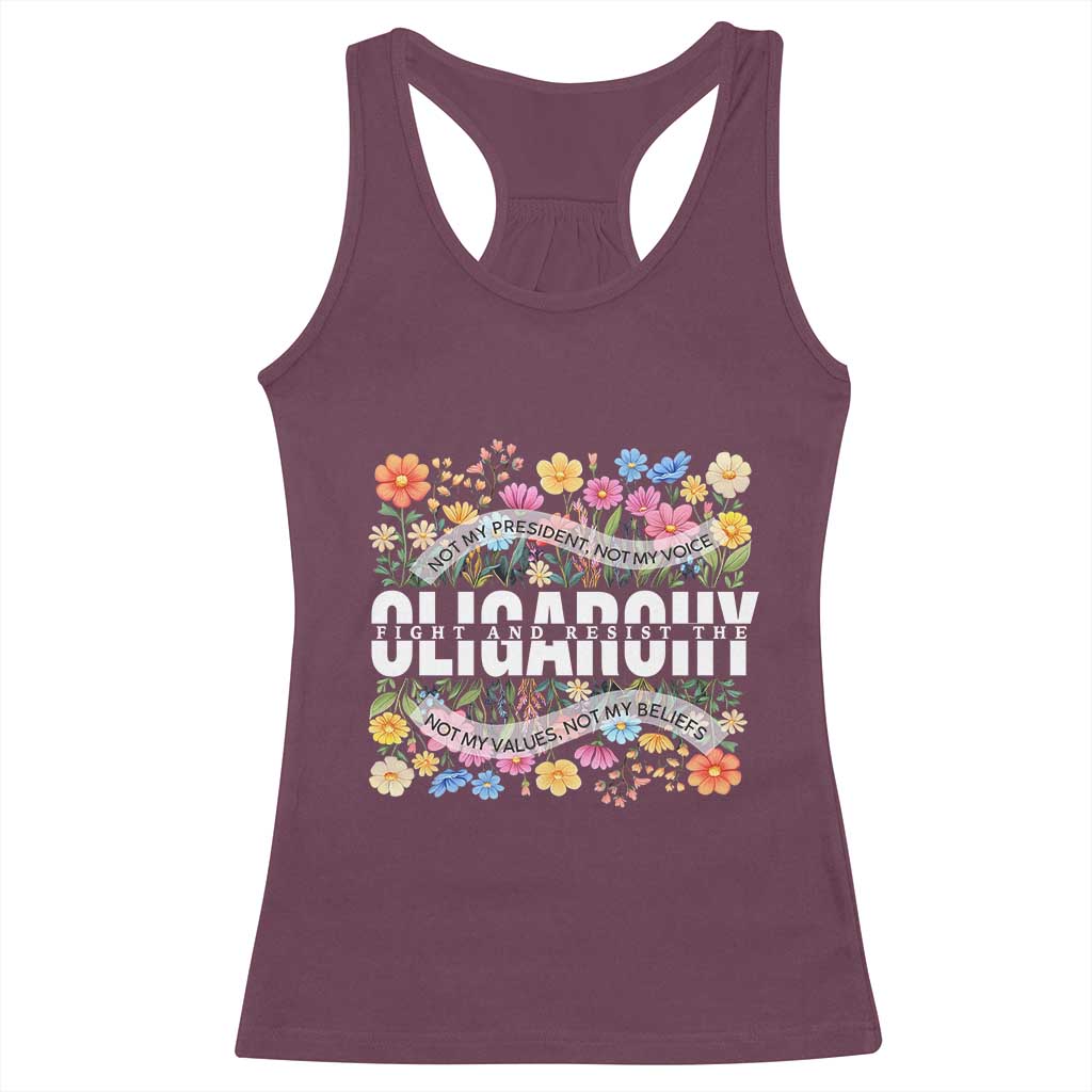 Not My President Subtle Floral Racerback Tank Top Not My Voice Values Beliefs