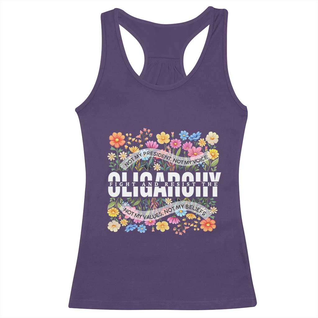 Not My President Subtle Floral Racerback Tank Top Not My Voice Values Beliefs