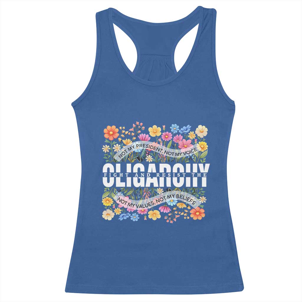 Not My President Subtle Floral Racerback Tank Top Not My Voice Values Beliefs