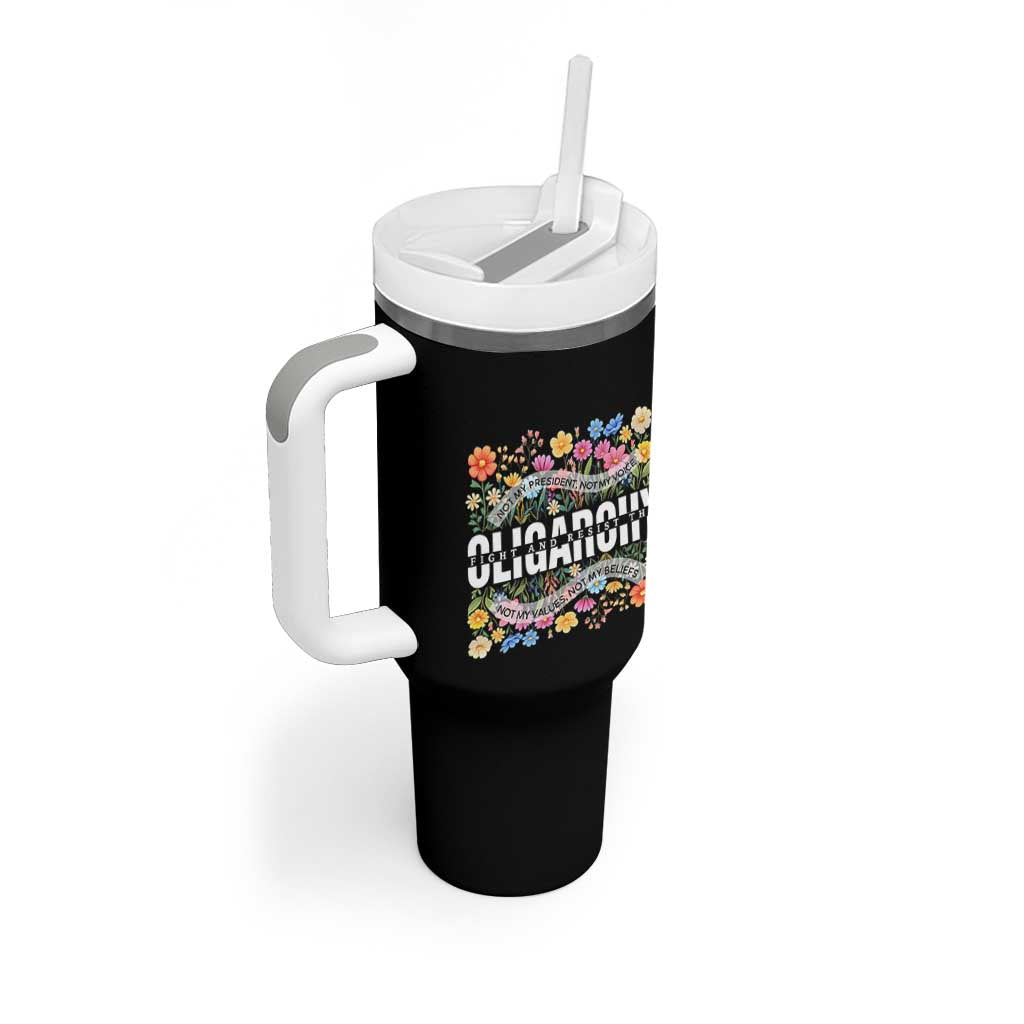 Not My President Subtle Floral Tumbler With Handle Not My Voice Values Beliefs