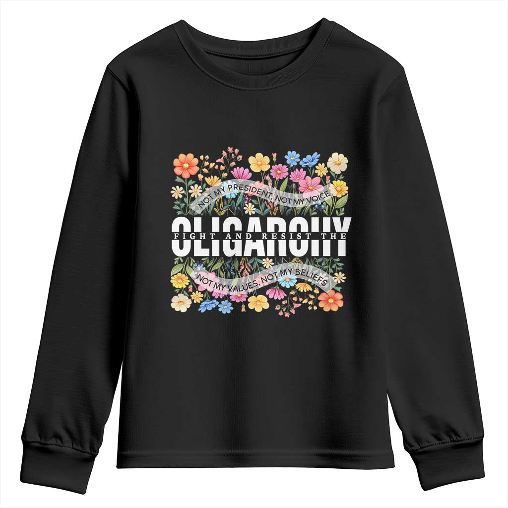 Not My President Subtle Floral Youth Sweatshirt Not My Voice Values Beliefs